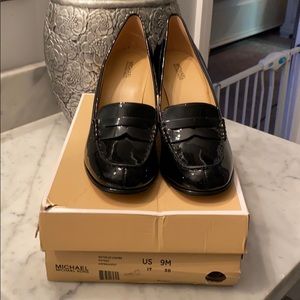 Michael Kors Patent Leather Penny Loafers, Size 9